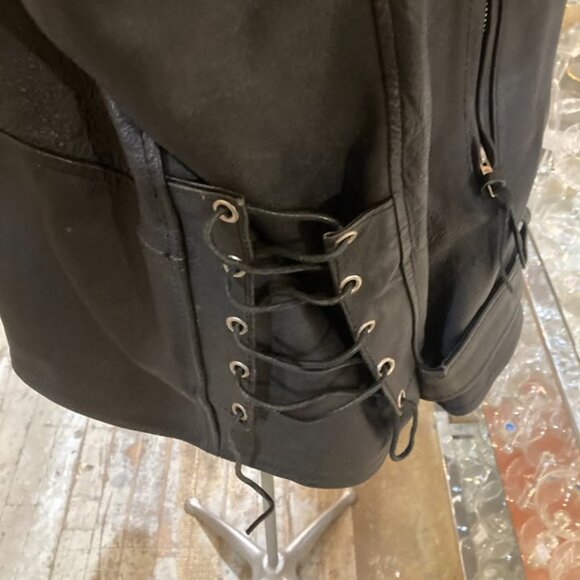 Vtg black biker rocker motorcycle perfecto mens leather jacket sz XXX large - Picture 5 of 5